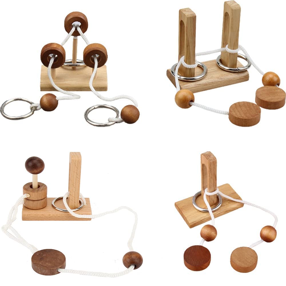 Amazon.com: Brain Teaser Puzzle Wooden Threading Rope Loop Puzzle
